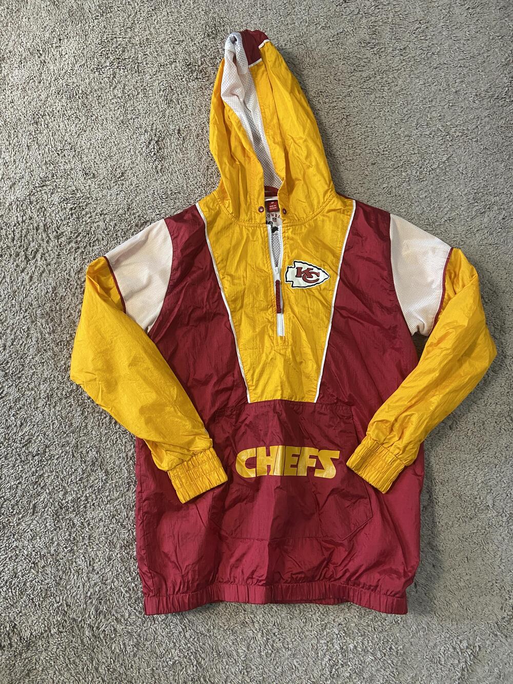 Kansas City Chiefs Jacket Mens Small Red NFL Football Pullover Mitchell & Ness